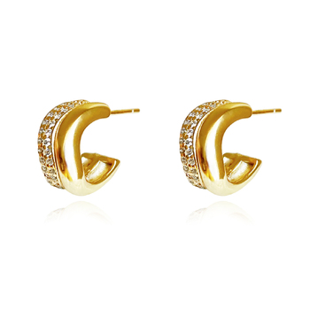 Culturesse Amaryllis 13mm Twin Flame Curved Earrings - Gold