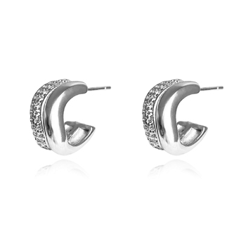 Culturesse Amaryllis 13mm Twin Flame Curved Earrings - Silver