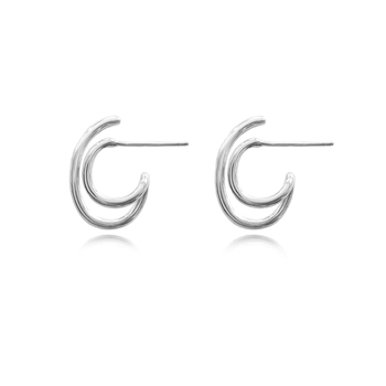 Culturesse Simone 17mm Twin Loop Hoop Earrings - Silver