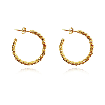 Culturesse Veronique 23mm French Twisted Hoop Earrings - Gold