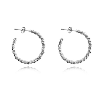 Culturesse Veronique French Twisted 23mm Hoop Earrings - Silver