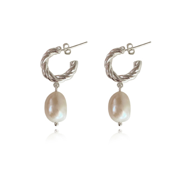 Culturesse 30mm Adley Pearl Drop Earrings - Silver