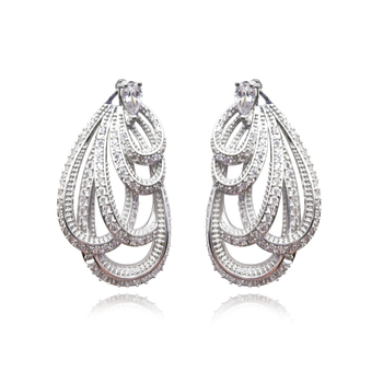 Culturesse Alora Glamour Ready 35mm Zircon Drop Loop Earrings - Silver