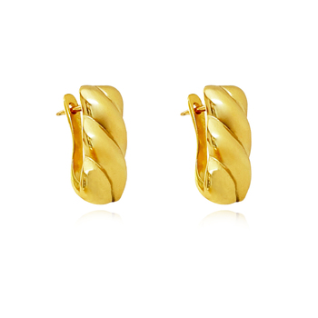 Culturesse Velma 15mm Twisted U Huggie Earrings - Gold Vermeil