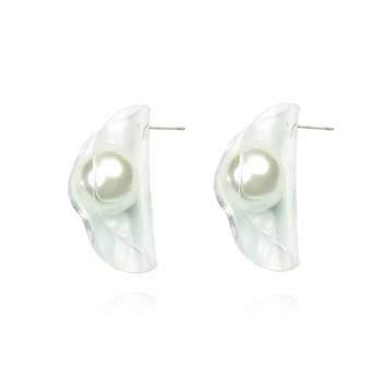 Culturesse Oceane 50mm Pearl Pod Earrings - Crystal