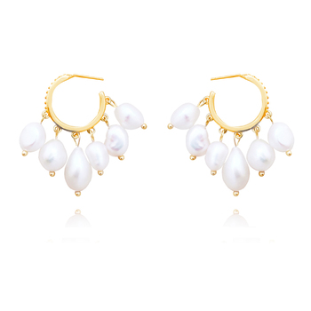 Culturesse Chelsea 40mm Freshwater Pearl Drop Earrings - White