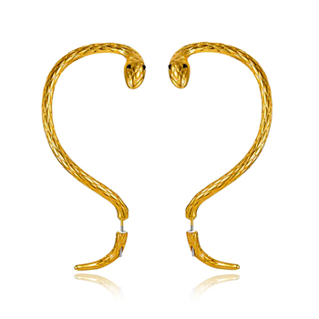 Culturesse Charmante 53mm Artsy Winding Serpent Drop Earrings - Gold