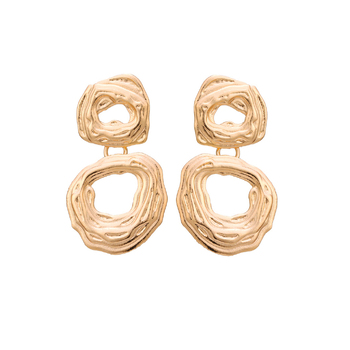 Culturesse Luella 5cm Ripple Earrings For Pierced Ears - Gold