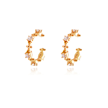 Culturesse Ciana 12mm Diamante Cuff Earrings - Gold