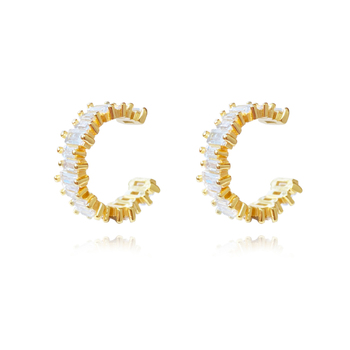 Culturesse Bria Austrian Zircon 15mm Cuff Earrings - Gold