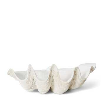 E Style Large 52cm Polyresin Clam Shell Sculpture - Off White