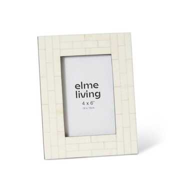 E Style Emerson Bone/Glass/MDF 4x6" Photo Frame - Cream