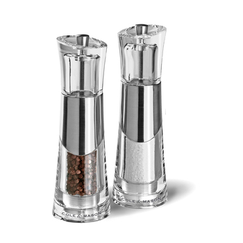 Cole & Mason Bobbi Acrylic/Chrome Plated Salt & Pepper Mill Set - Clear