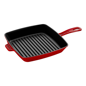 Staub American 26cm Square Cast Iron Grill Pan - Cherry Red