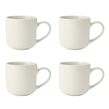 4pc Mikasa Cranborne Stoneware Mug Set, 320ml - Cream