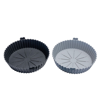 2pc Cuisena Air Fryer Silicone Square Basket Black/Grey 21cm