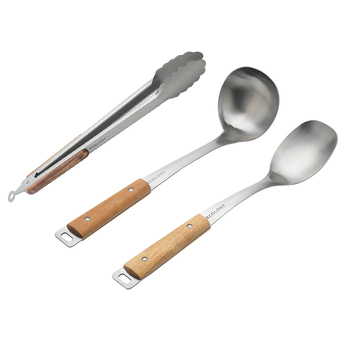 Ecology Provisions Acacia Barbecue Tongs/Spoon/Ladle Tools Set