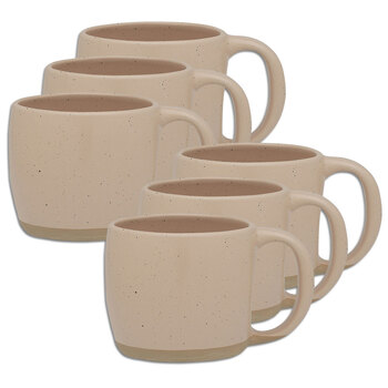 6PK Ecology Curve 360ml Stoneware Coffee Mug Round - Dusty Rose