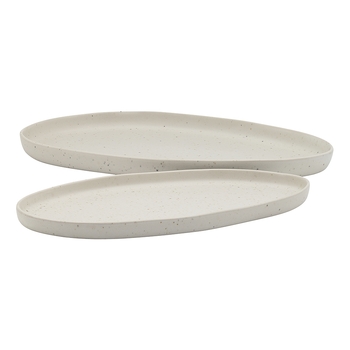 2pc Ecology Domus 32/26cm Stoneware Oval Platter Set - Ecru