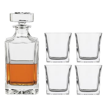 5pc Ecology Louis Glass Whiskey Decanter/Glass Set 740ml/250ml