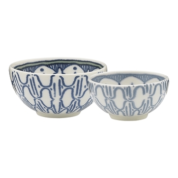 2pc Ecology Oasis Stoneware Dip Bowl Set - White/Blue