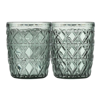 4pc Ecology Rattan 295ml Glass Tumbler Set Round - Moss