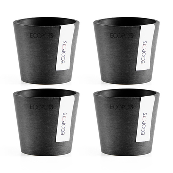 4PK Ecopots Amstersdam Mini 8cm Home Decor Garden Plant Pot Dark Grey