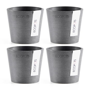 4PK Ecopots Amstersdam Mini 8cm Home Decor Garden Plant Pot Grey