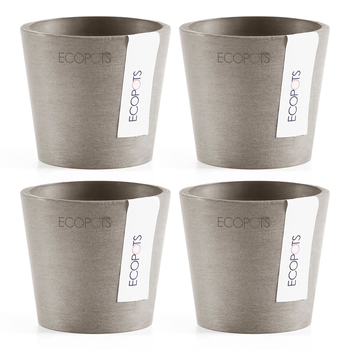 4PK Ecopots Amstersdam Mini 8cm Home Decor Garden Plant Pot Taupe