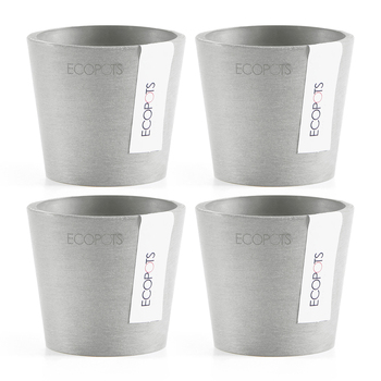 4PK Ecopots Amstersdam Mini 8cm Home Garden Plant Pot White Grey