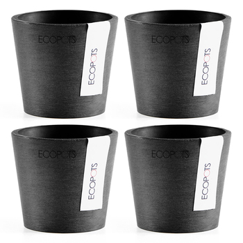 4PK Ecopots Amstersdam Mini 10.5cm Home Decor Garden Plant Pot Dark Grey