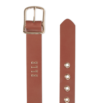 Elle Women's Agnes Curve Buckle Jean Style Belt Tan Medium