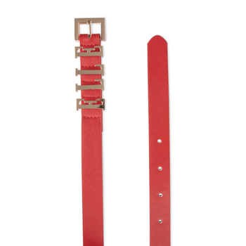 Elle Women's Jolie Branded Keeper Slim Belt Red Medium