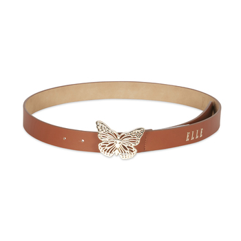 Elle Women's Fleur Butterfly Buckle Belt Tan Large