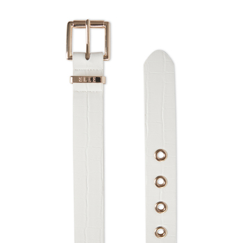 Elle Women's Lourdes Modern Jean Style Belt White Croc Extra Large