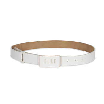 Elle Women's Paris Saffiano Plate Buckle Belt White Medium