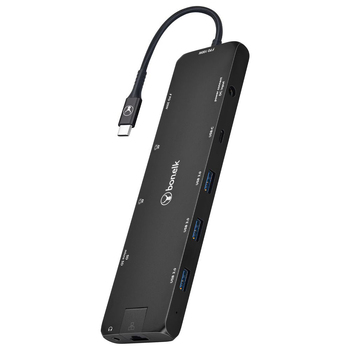 Bonelk Long-Life USB-C to 12-in-1 Multiport Powered Hub - Black