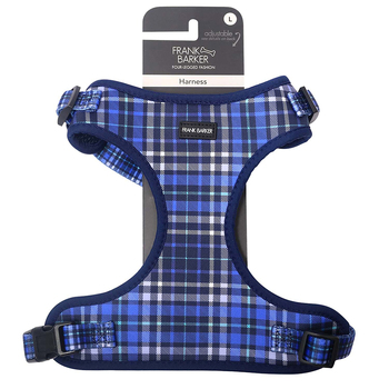 Frank Barker 52-82cm Adjustable Plaid Dog Harness L - Blue