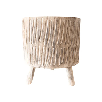 Rayell Timber Wood Pot/Planter Tokoriki Whitewash Large 27x30cm