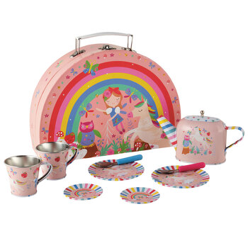 10pc Floss & Rock Rainbow Fairy Themed Tea Cup/Saucer/Spoon Teapot Set