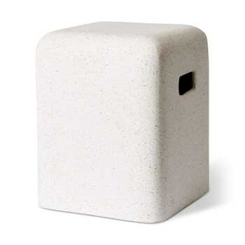 E Style Miles 45cm Terrazo Stool Square - White