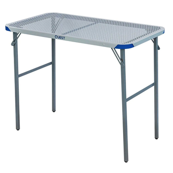 Quest Razor 90cm Steel Foldable Table w/ Adjustable Feet - Grey