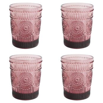 4PK LVD Glass Tumbler 10cm Water/Juice Drinking Cup - Pink