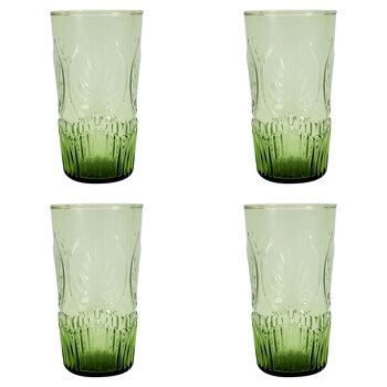 4PK LVD Alfresco Forest 15cm Tall Glass Tumbler Drink Cup - Green