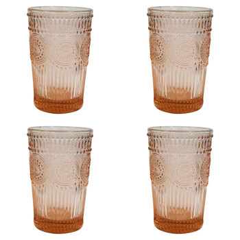 4PK LVD Tall Glass 12.5cm Tumbler Water Drinking Cup - Peach