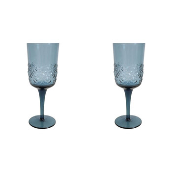 2PK LVD Stemmed 19cm Wine Cocktail Glass Drinking Cup - Smoke Blue