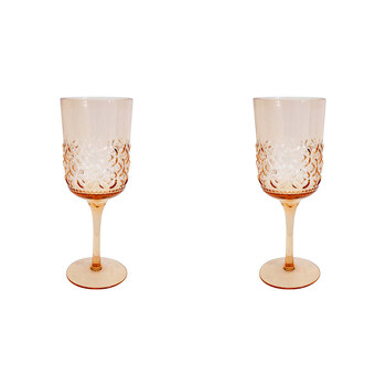 2PK LVD Stemmed 19cm Wine Cocktail Glass Drinking Cup - Peach