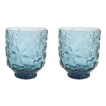 2PK LVD Garden 10cm Glass Tumbler Water/Juice Drinking Cup - Smoke Blue