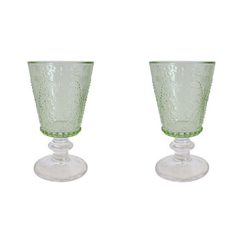 2PK LVD Stemmed 16cm Red Wine Glass Drinking Cup - Apple Green