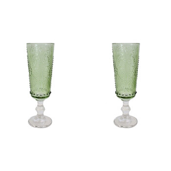 2PK LVD Stemmed 19cm Champagne Flute Glass Drinking Cup - Apple Green